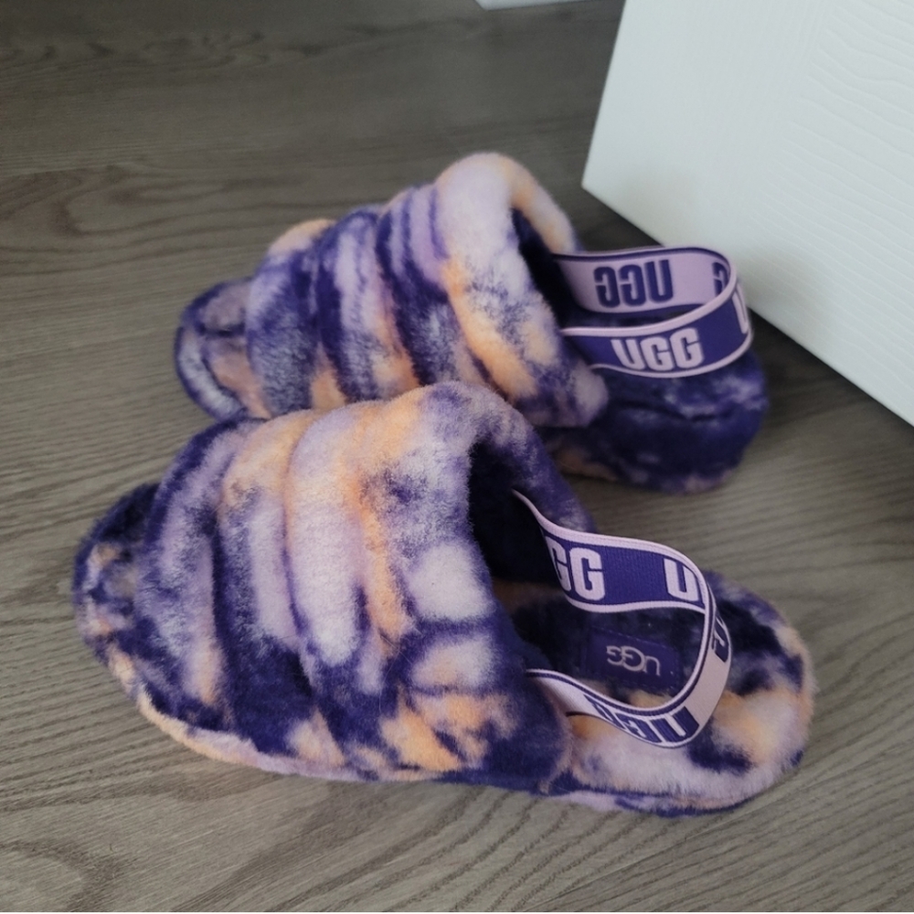 UGG Fluff Yeah Slides Purple Marble Size 7